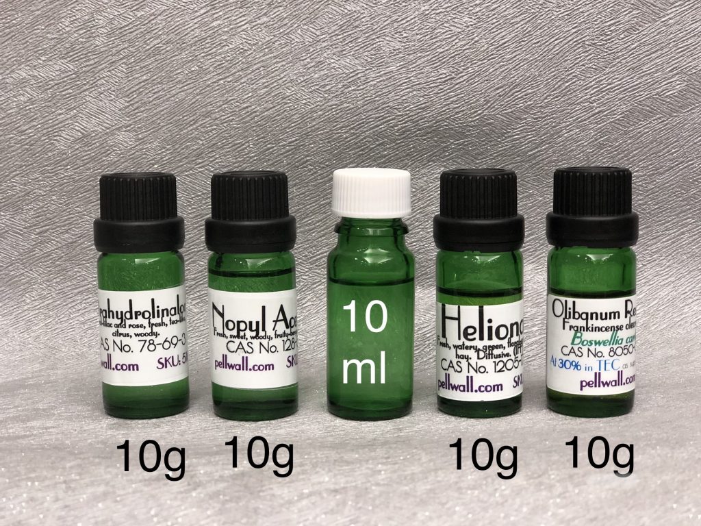 10ml bottles with 10g of materials